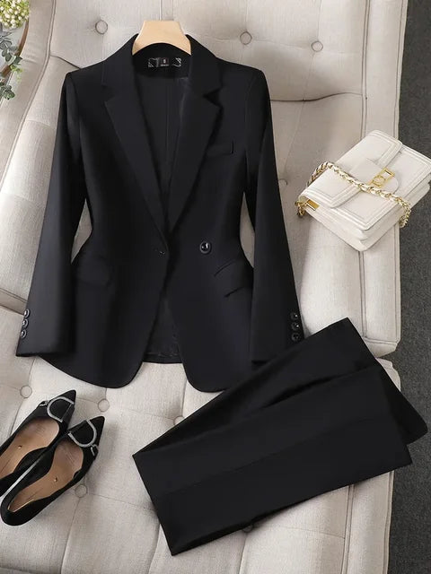Office Wear Women Blazer Suits Elegant Casual Blazer 2 Piece Set-Wear To Work Sets-Arimonz-Black 2 pec sets-S-Arimonz