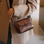 Oil Wax Cowhide Leather Cross Body Versatile Shoulder Shell Hand Bag-Handbags-Arimonz-Arimonz