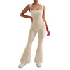 One-piece Women Bodycon Jumpsuit Long Sleeve Square Neck Romper-Casual Jumpsuits & Rompers-Arimonz-Biege-L-Arimonz