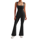 One-piece Women Bodycon Jumpsuit Long Sleeve Square Neck Romper-Casual Jumpsuits & Rompers-Arimonz-Black-L-Arimonz