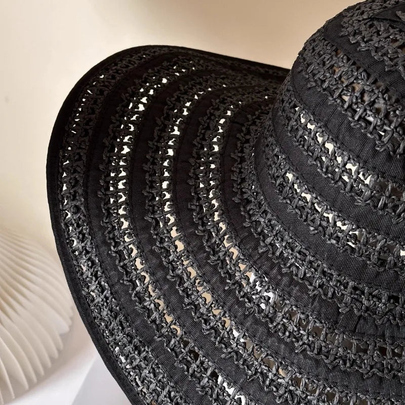 Oversized Brim Sun Straw Hollow Hat for Women Sunshade UV Protection-Summer Hats-Arimonz-Arimonz