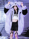Oversized Faux Fur Coat Women Cute Fluffy Jacket Hoodie with Bunny Ear-Fuzzy Jackets-Arimonz-purple-S-Arimonz