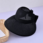 Oversized Floppy Large Brim Straw Hat Foldable Bowknot Protection Cap-Summer Hats-Arimonz-black-56-60cm/22-23"-Arimonz