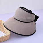 Oversized Floppy Large Brim Straw Hat Foldable Bowknot Protection Cap-Summer Hats-Arimonz-grey-56-60cm/22-23"-Arimonz