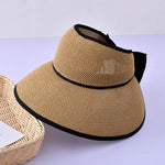 Oversized Floppy Large Brim Straw Hat Foldable Bowknot Protection Cap-Summer Hats-Arimonz-khaki-56-60cm/22-23"-Arimonz