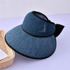 Oversized Floppy Large Brim Straw Hat Foldable Bowknot Protection Cap-Summer Hats-Arimonz-navy-56-60cm/22-23"-Arimonz