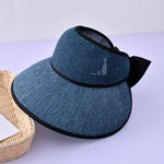 Oversized Floppy Large Brim Straw Hat Foldable Bowknot Protection Cap-Summer Hats-Arimonz-navy-56-60cm/22-23"-Arimonz