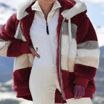 Oversized Plush Hooded Jacket Women’s Warm Winter Streetwear Coat-Fuzzy Jackets-Arimonz-Burgundy-S-Arimonz