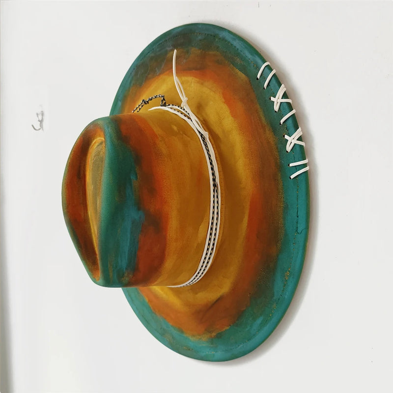 Painted Suede Fedora Hat Panama Spring Autumn Fashion Wide Brim Hat-Hats-Arimonz-03-56-58CM/22"-Arimonz