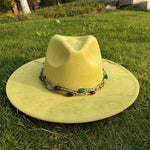Painted Suede Fedora Hat Panama Spring Autumn Fashion Wide Brim Hat-Hats-Arimonz-12-56-58CM/22"-Arimonz
