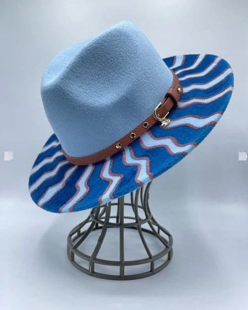 Painted Suede Fedora Hat Panama Spring Autumn Fashion Wide Brim Hat-Hats-Arimonz-24-56-58CM/22"-Arimonz