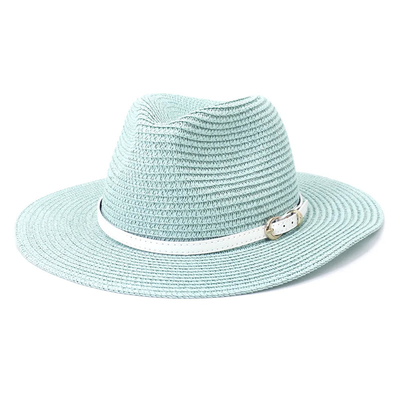 Panama Straw Hat with Belt Cowboy Style Men Women Summer Hat-Summer Hats-Arimonz-Arimonz