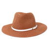 Panama Straw Hat with Belt Cowboy Style Men Women Summer Hat-Summer Hats-Arimonz-caramel color-58cm/22"-Arimonz
