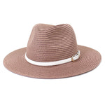 Panama Straw Hat with Belt Cowboy Style Men Women Summer Hat-Summer Hats-Arimonz-light dousha-58cm/22"-Arimonz