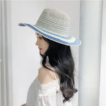 Panshi Handmade Paper Straw Sun Hat Fedora Jazz Wide Brim Beach Hat-Summer Hats-Arimonz-Arimonz