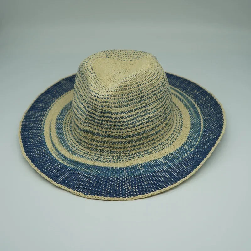 Panshi Handmade Paper Straw Sun Hat Fedora Jazz Wide Brim Beach Hat-Summer Hats-Arimonz-Arimonz