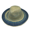 Panshi Handmade Paper Straw Sun Hat Fedora Jazz Wide Brim Beach Hat-Summer Hats-Arimonz-Blue and Beige-M 56-58cm/22"-Arimonz