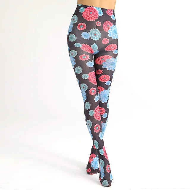 Pantyhose Women Tights Leopard Print Flowers Butterfly Pantyhose-Socks & Tights-Arimonz-1-one size-Arimonz
