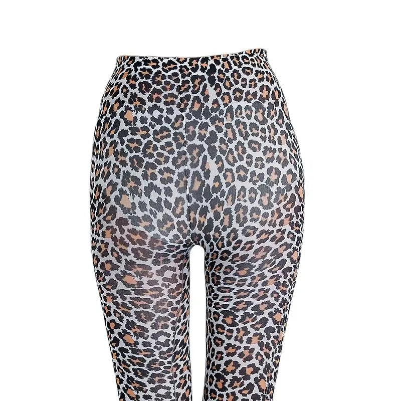 Pantyhose Women Tights Leopard Print Flowers Butterfly Pantyhose-Socks & Tights-Arimonz-Arimonz