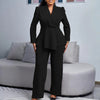 Peplum Top and High-Waist Pants Set Elegant Office Wear Matching Set-Wear To Work Sets-Arimonz-Arimonz
