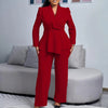 Peplum Top and High-Waist Pants Set Elegant Office Wear Matching Set-Wear To Work Sets-Arimonz-Arimonz