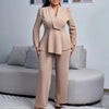Peplum Top and High-Waist Pants Set Elegant Office Wear Matching Set-Wear To Work Sets-Arimonz-Arimonz