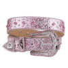 Pink Cross-rivet Rhinestone Belt Sparkles Rock Inlaid Leather Belt-Belts-Arimonz-Arimonz