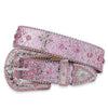 Pink Cross-rivet Rhinestone Belt Sparkles Rock Inlaid Leather Belt-Belts-Arimonz-Arimonz