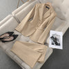 Plus Size Jacket Trouser Formal Office Single Breasted Blazer Pants Set-Wear To Work Sets-Arimonz-Khaki Coat and Pants-S(US-4)-Arimonz