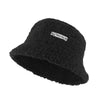 Plush Soft Ruffle Winter Warm Bucket Hat Lotus Leaf Women Outdoor Cap-Bucket Hats-Arimonz-Black-2-22in-Arimonz
