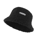 Plush Soft Ruffle Winter Warm Bucket Hat Lotus Leaf Women Outdoor Cap-Bucket Hats-Arimonz-Black-2-22in-Arimonz