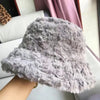 Plush Soft Ruffle Winter Warm Bucket Hat Lotus Leaf Women Outdoor Cap-Bucket Hats-Arimonz-Gray-22in-Arimonz