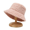 Plush Soft Ruffle Winter Warm Bucket Hat Lotus Leaf Women Outdoor Cap-Bucket Hats-Arimonz-Pink-3-22in-Arimonz