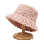 Plush Soft Ruffle Winter Warm Bucket Hat Lotus Leaf Women Outdoor Cap-Bucket Hats-Arimonz-Pink-3-22in-Arimonz