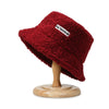 Plush Soft Ruffle Winter Warm Bucket Hat Lotus Leaf Women Outdoor Cap-Bucket Hats-Arimonz-Wine Red-22in-Arimonz