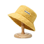 Plush Soft Ruffle Winter Warm Bucket Hat Lotus Leaf Women Outdoor Cap-Bucket Hats-Arimonz-Yellow-2-22in-Arimonz