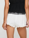 Polyester Lace Trim Elastic Waist Short with Floral Embroidery Detail-Shorts-Arimonz-Arimonz