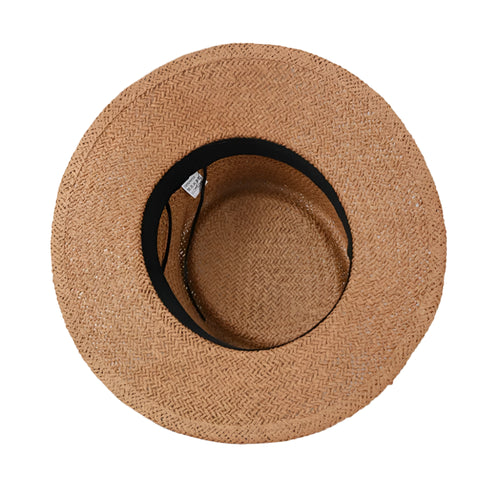 Porkpie Straw Summer Sun Hat for Women Retro Panama Flat Brim Hat-Summer Hats-Arimonz-Arimonz