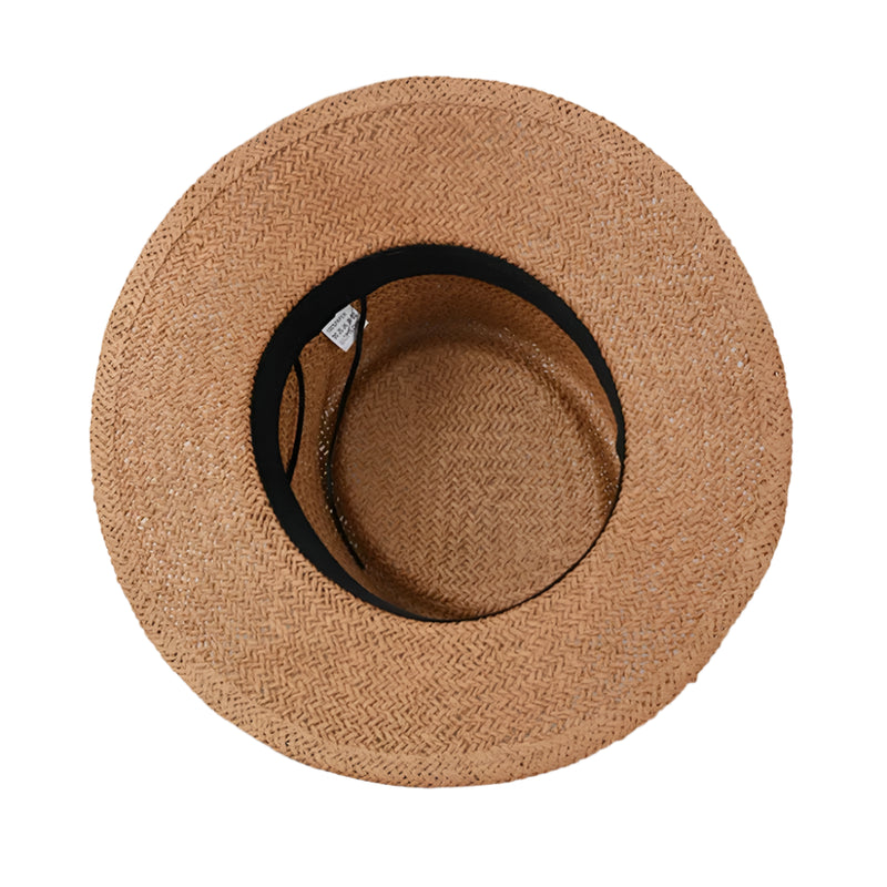 Porkpie Straw Summer Sun Hat for Women Retro Panama Flat Brim Hat-Summer Hats-Arimonz-Arimonz