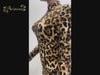 Women Long Sleeve Leopard Print Mesh See-through Bodycon Jumpsuit