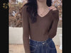 Basic V-neck Solid Sweater Pullover Women Female Knitted Sweater