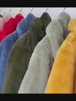 Winter Long Overcoat Women Oversized Lapel Belted Faux Rabbit Fur Coat