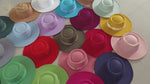 Vintage Wide Brim Wool Boater Felt Hat Flat Top Fedora with Bowknot
