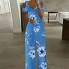 Printed Jumpsuit Summer V Neck Off Shoulder Short Sleeve Romper-Casual Jumpsuits & Rompers-Arimonz-Arimonz