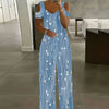 Printed Jumpsuit Summer V Neck Off Shoulder Short Sleeve Romper-Casual Jumpsuits & Rompers-Arimonz-Arimonz