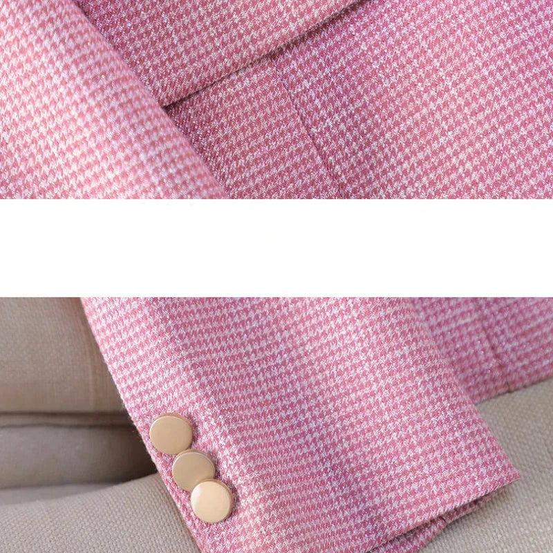 Professional Luxury Temperament Fashion Plaid Blazer and Pants Outfit-Wear To Work Sets-Arimonz-Arimonz