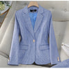 Professional Luxury Temperament Fashion Plaid Blazer and Pants Outfit-Wear To Work Sets-Arimonz-Only Blazer Blue-S-Arimonz