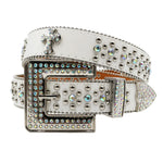Punk Rhinestone Belts For Women Man Rivet Designer Belt For Jeans-Belts-Arimonz-FK-Cross-White-115cm/45inches-Arimonz