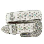 Punk Rhinestone Belts For Women Man Rivet Designer Belt For Jeans-Belts-Arimonz-T-White-115cm/45inches-Arimonz