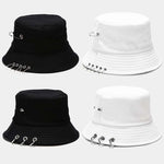 Punk Spiked Rivet Bucket Cap with Metal Rings Panama Streetwear Cap-Bucket Hats-Arimonz-Arimonz